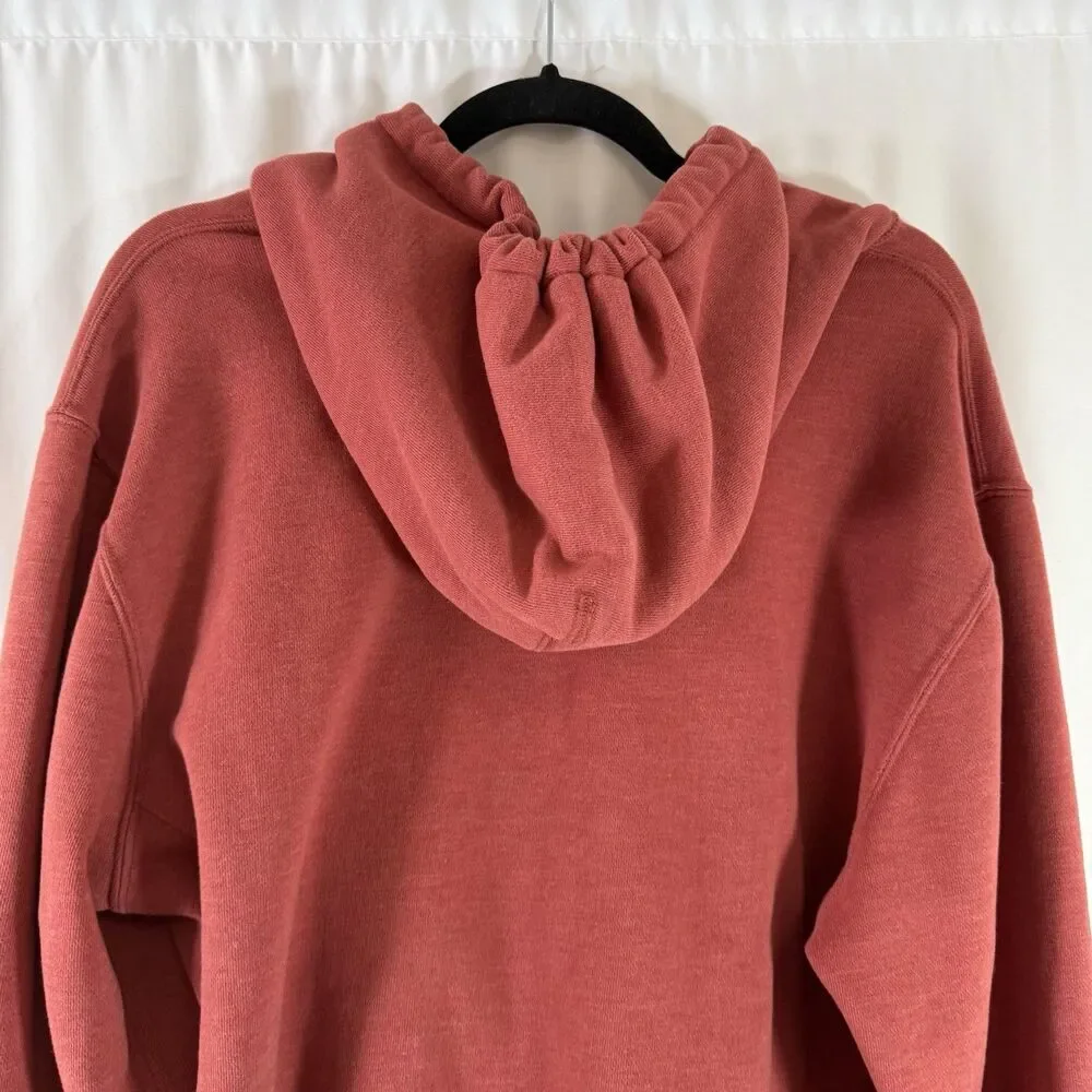 J. Crew Fleece Jacket Men's XL Orange Full Zip Drawstring Hooded Pockets